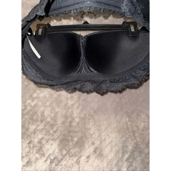 SPANX Undie-tectable Bandeau Lace Black Bra LG Wirefree Lightly lined - Picture 7 of 7